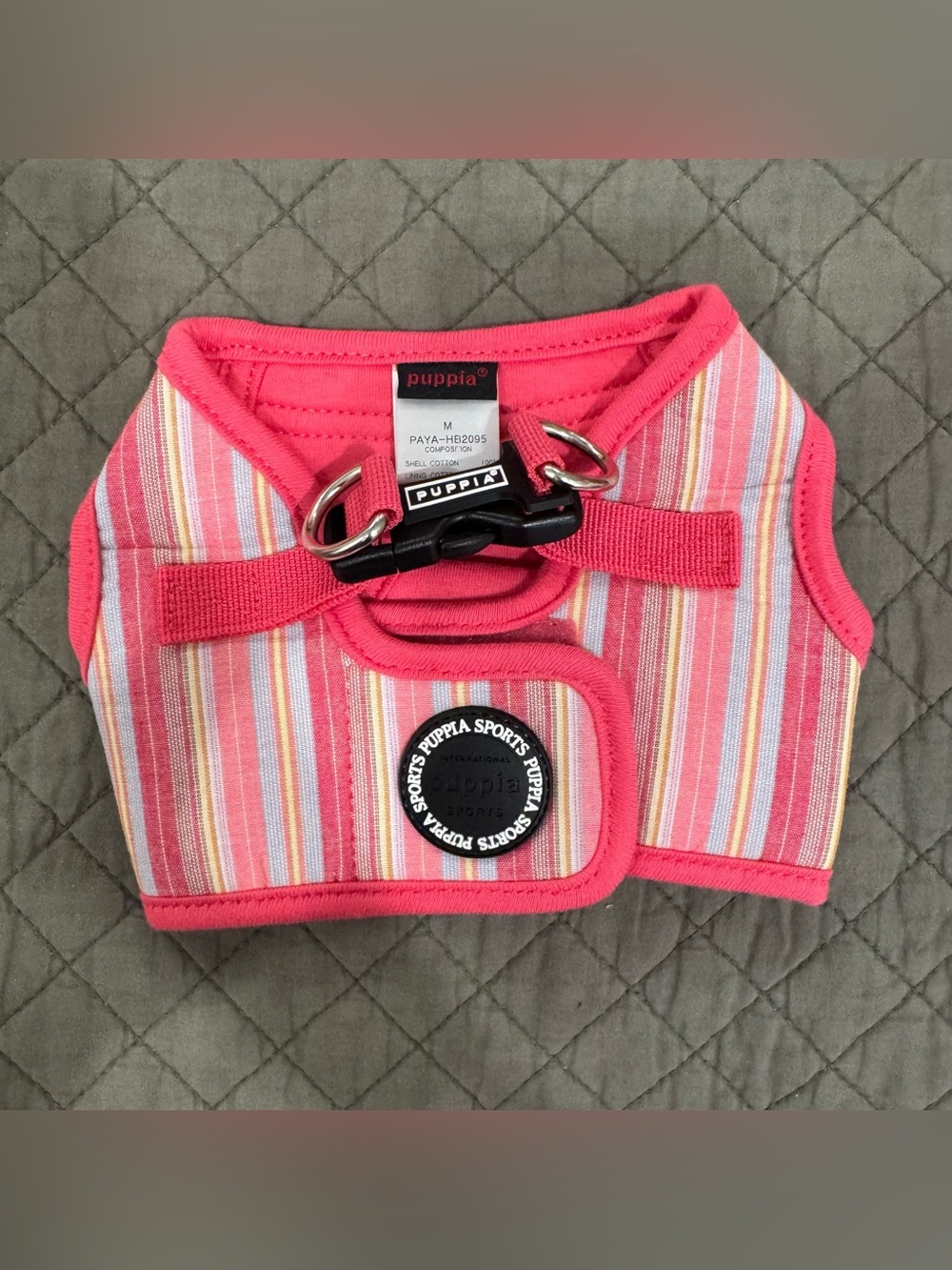 Puppia Pink Striped Dog Harness – M
